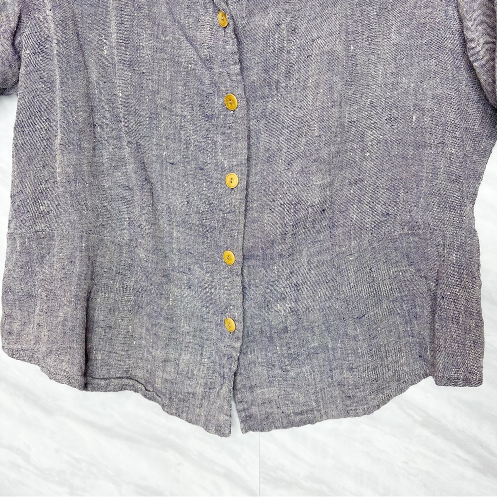 FLAX Collared Linen Button Down Small - Picture 3 of 6